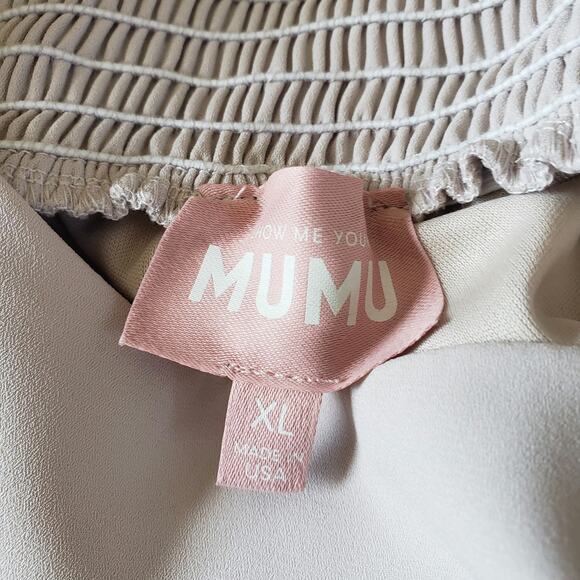 Show Me Your Mumu June Ruffle Maxi Dress Bridesmaid, Prom Gown‎ Size XL Beige - Picture 3 of 9